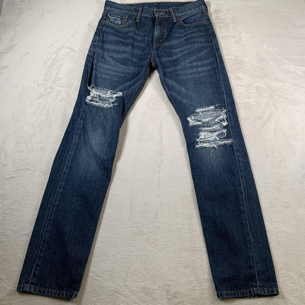 Levis 508 Jeans Mens 30x32 Blue Distressed Straight Leg‎ Button Fly Denim Pants